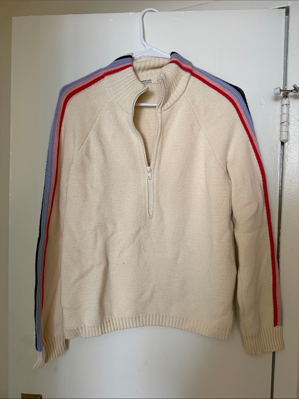 Marine Layer Rainbow Striped Cream Knit Sweater